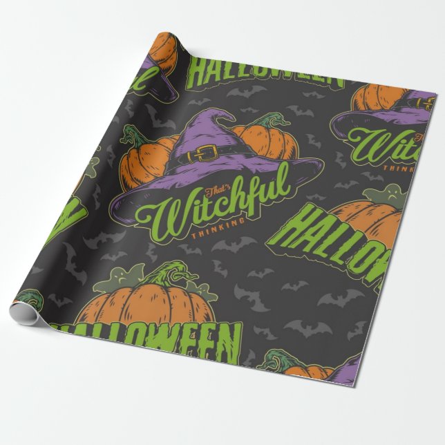 Halloween som tänker på Mönster Presentpapper (Utrullad)