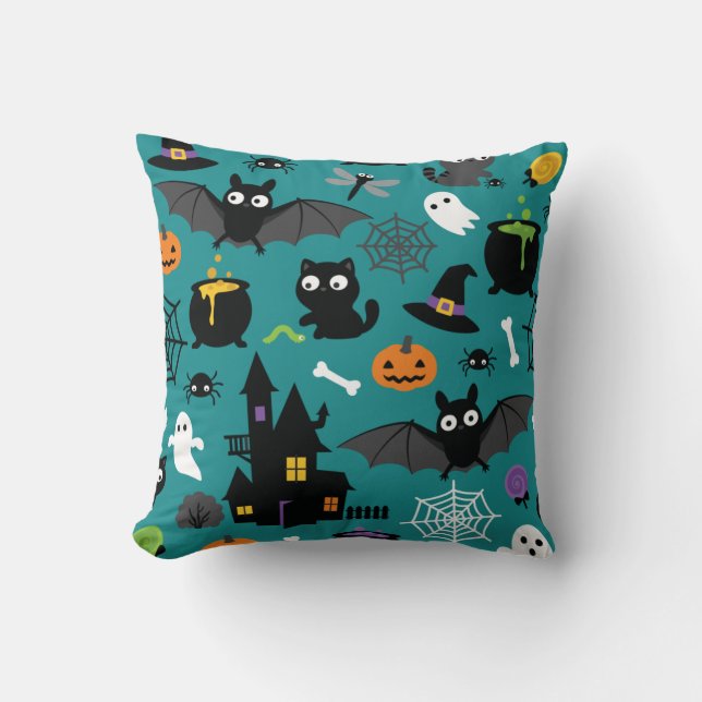 Halloween sömlös Mönster Kudde (Framsida)