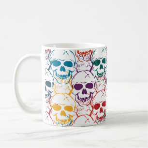 Halloween sömlös mönster med döskallar. Färgstark  Kaffemugg