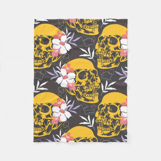 Halloween, sömlöst mönster med färglös och skrämma fleecefilt (Framsidan)