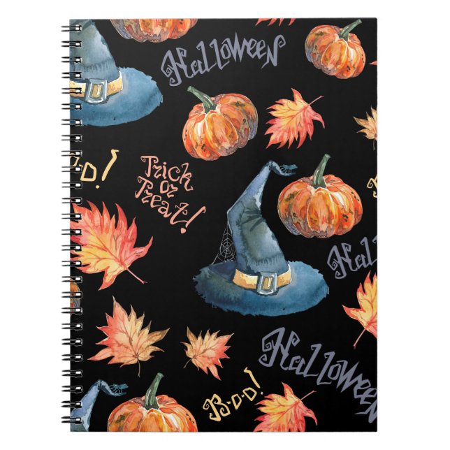 Halloween-sömlöst mönster med halloween-pumpa. anteckningsbok (Framsidan)