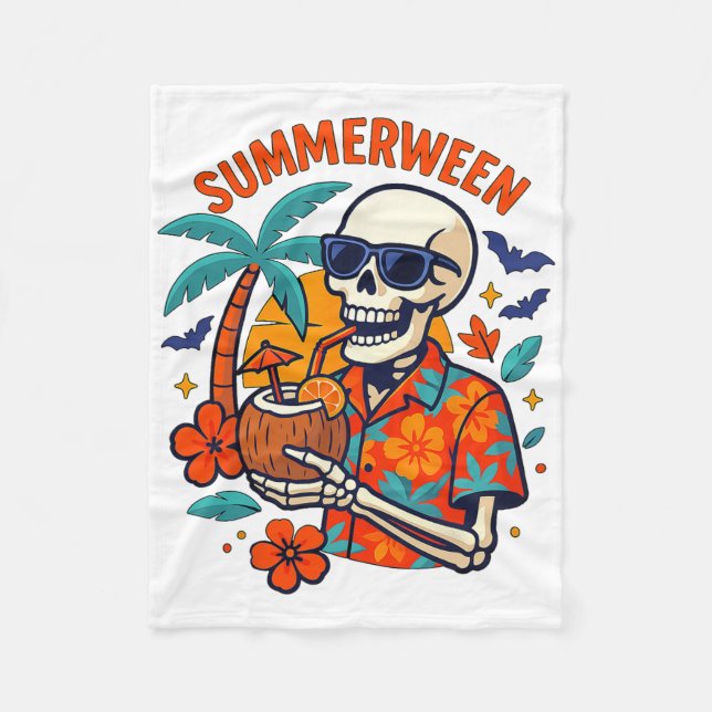 Halloween Sommar Ween Skelett Kuslig Semester Flyt Fleecefilt (Framsidan)