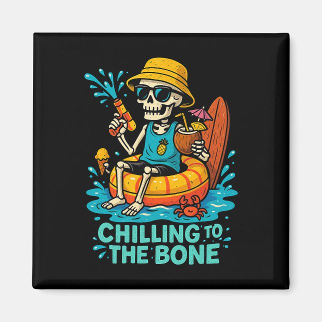 Halloween sommarkylning till Bone Skeleton Flo Magnet (Framsidan)