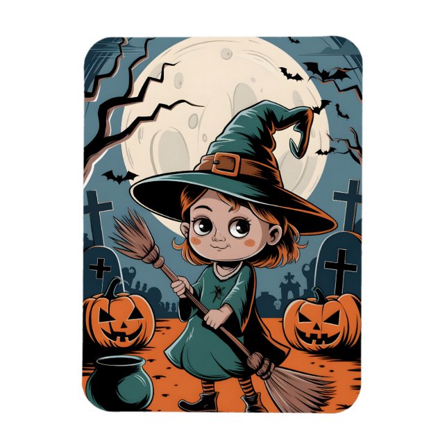 Halloween - sorcière à balai magnet (Vertikal)