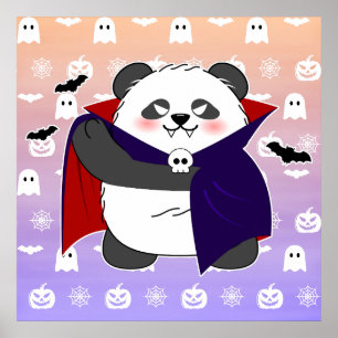 Halloween Söt Baby Panda Dracula Vampire Poster