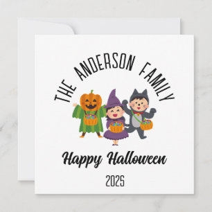 Halloween Söt Bus eller Buss Personlig Namn Julkort
