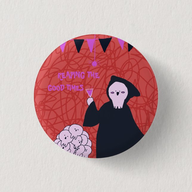 Halloween Söt Dödens Skördare Knapp (Framsida)