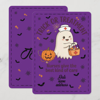 Halloween Söt Ghost Sjuksköterska Trick or Treatme Inbjudningar