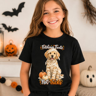 Halloween Söt Golden Retriever Mummy Trix T Shirt