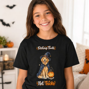 Halloween Söt Golden Retriever Trollkarl Trixar T Shirt