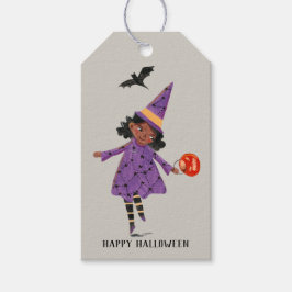 Halloween söt grå och lila Trick and Treat   Presentetikett