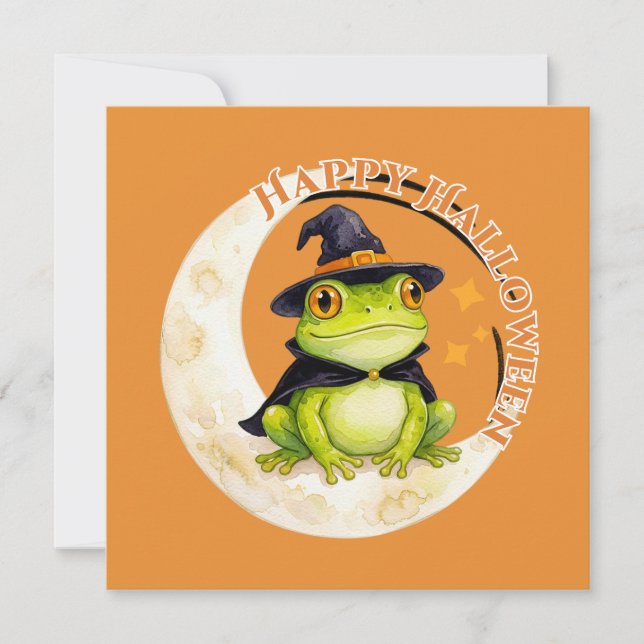 Halloween Söt Groda Padda Häxa Grön (Framsida)