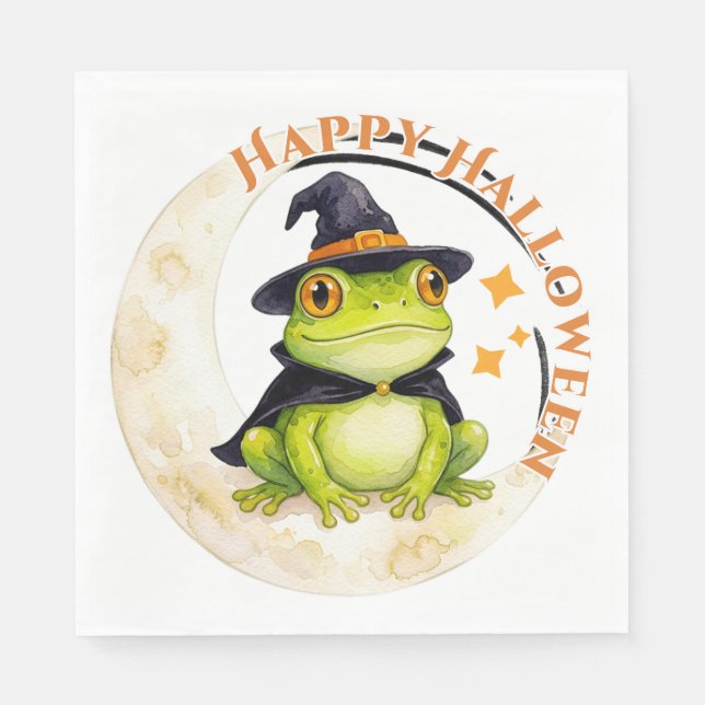 Halloween Söt Groda Padda Häxa Pappersservett (Framsidan)