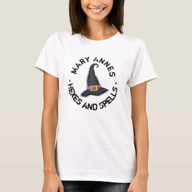 Halloween Söt Häxa Hatt Whimsical Rolig T Shirt (Framsida)