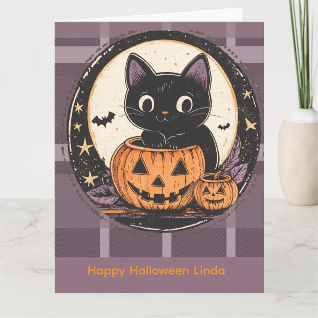 Halloween Söt Katt Höst Kort (Framsida)