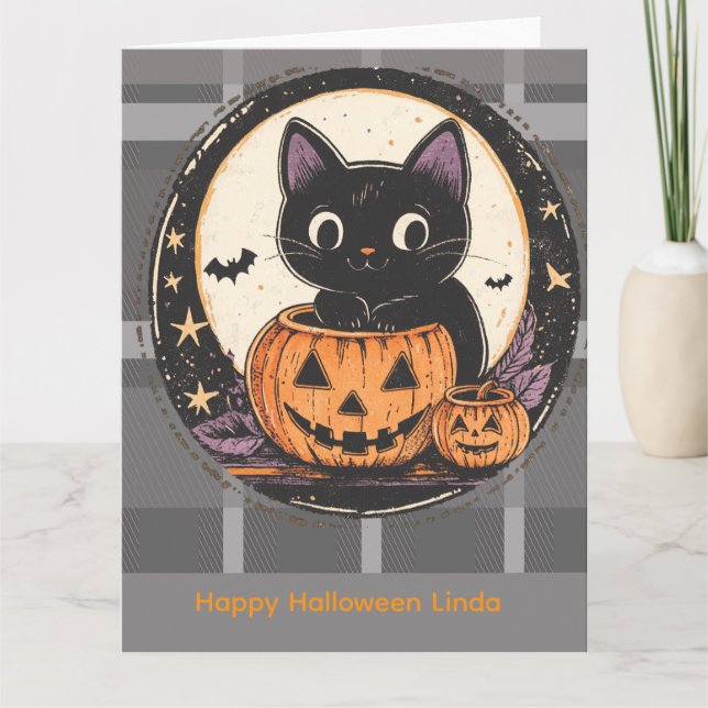 Halloween Söt Katt Höst Kort (Framsida)