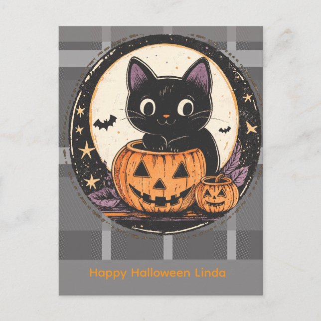Halloween Söt Katt Höst Kort (Framsida)