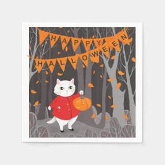 Halloween Söt Katt & Jack o lykta Pappersservett