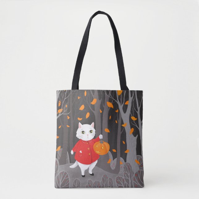 Halloween Söt Katt & Jack o lykta Tygkasse (Framsida)