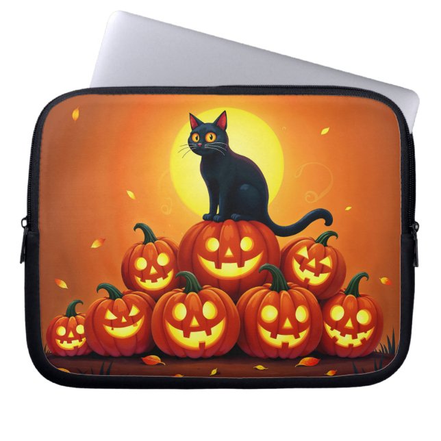 Halloween söt katt och Jackens lyktor Laptop Fodral (Framsidan)
