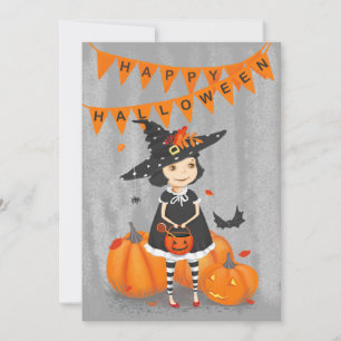 Halloween Söt Liten Häxa Julkort