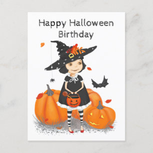 Halloween Söt Liten Häxa Vykort