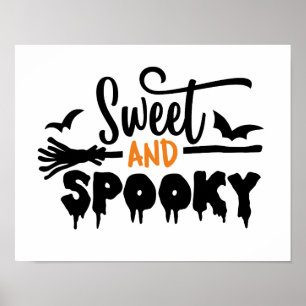 Halloween-söt och talokygrafisk text poster