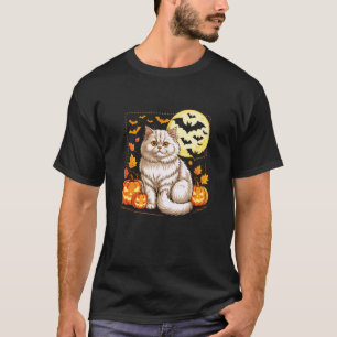 Halloween Söt Perserkattt Pumpor Spöklik Katt T Shirt