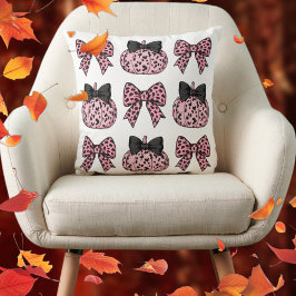 Halloween söt Pumpkins och bows rosa Coquette Kudde