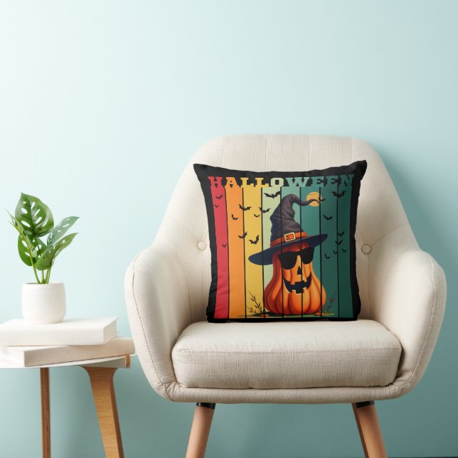 Halloween söt rolig pumpa vintage höst  kudde (Stol)