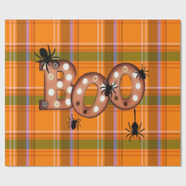 Halloween söt rutig  presentpapper (Platt)