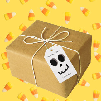Halloween Söt Skelett Ansikte Personlig Presentetikett