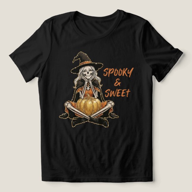 Halloween Söt Skelett T Shirt (Design Framsida)