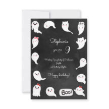 Halloween söt skrämmande spöken-flicka grattis på