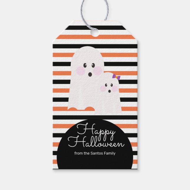 Halloween Söt Spöke Bus eller Buss Godis Presentetikett (Framsidan)