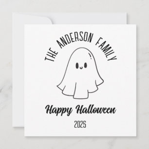 Halloween Söt Spöke Personligt Namn År Julkort