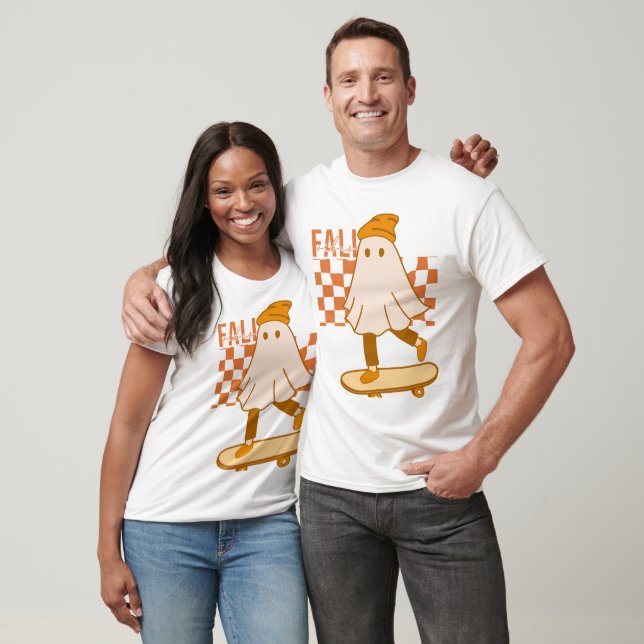 Halloween Söt Spöke Retro Höst T Shirt (Unisex)