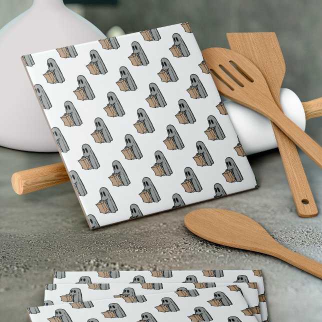 Halloween, Söt Spökgrå, Bus eller Bössa, Bu Kakelplatta (Skapare uppladdad)