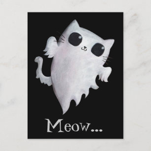 Halloween-söt spökkatt vykort