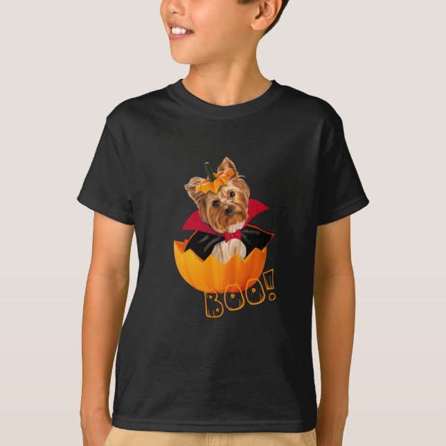 Halloween söt Yorkshire skräckpumpare Dracula T Shirt (Framsida)