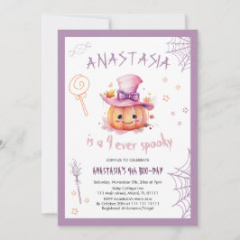 Halloween Söta Pumpa Födelsedagsbaby Flicka 4-års  Inbjudningar