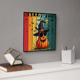 Halloween söta roliga pumpa vintage höst fyrkantig klocka