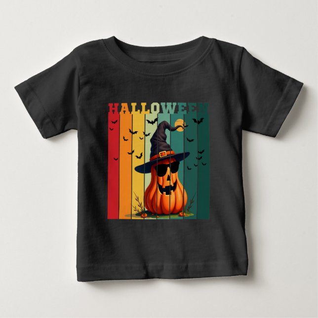 Halloween söta roliga pumpa vintage höst  t shirt (Framsida)