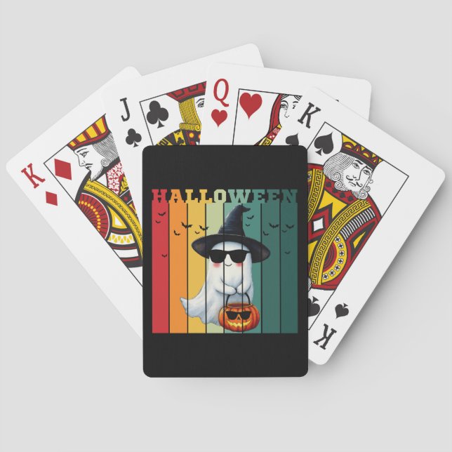 Halloween söta roliga spökpumpa presentidéer casinokort (Baksidan)
