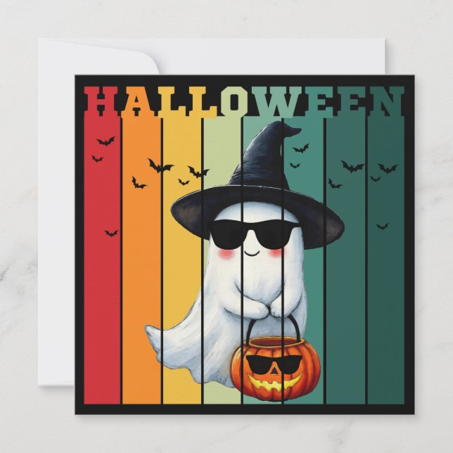 Halloween söta roliga spöksk pumpa presentidéer inbjudningar (Framsida)