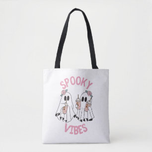 halloween söta spöken pooky vibes tygkasse