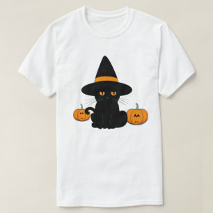 Halloween söta tecknade vänner, svart kattunge t shirt