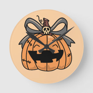 Halloween, sött ansikte pumpa rund klocka