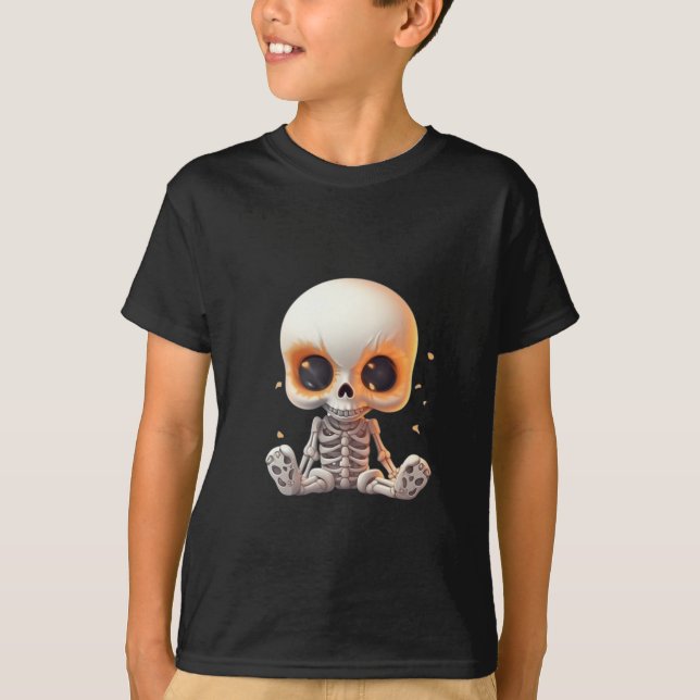 Halloween sött skelett på svart T-Shirt (Framsida)