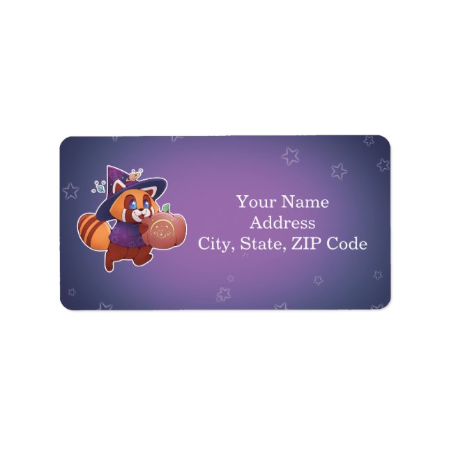 Halloween Space Panda Adressetikett (Framsidan)